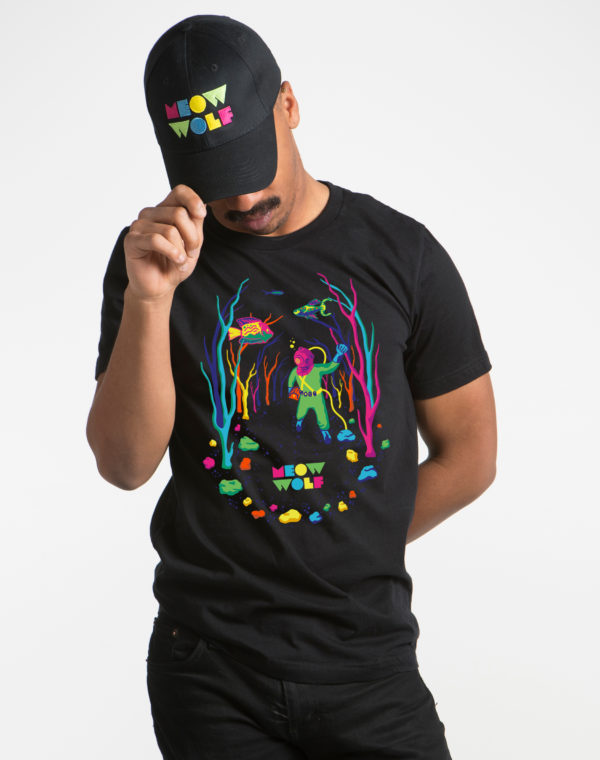 person in Meow Wolf apparel 