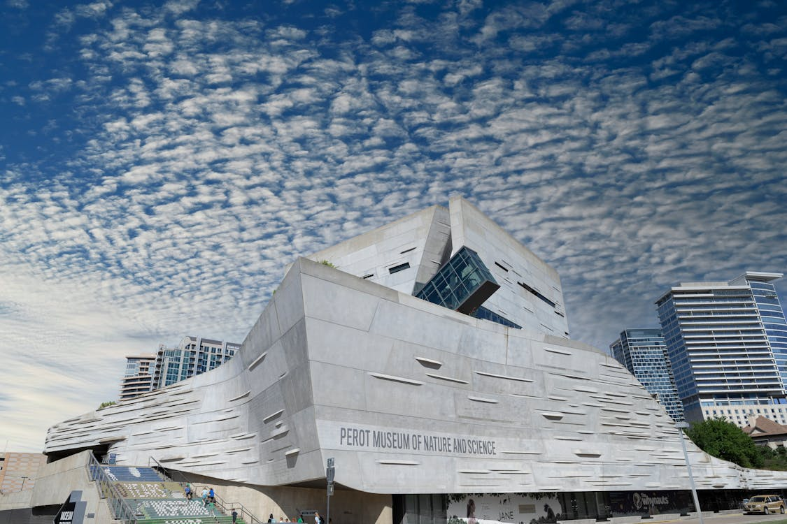Exterior shot of the Perot Museum of Nature and Science in Dallas, TX.