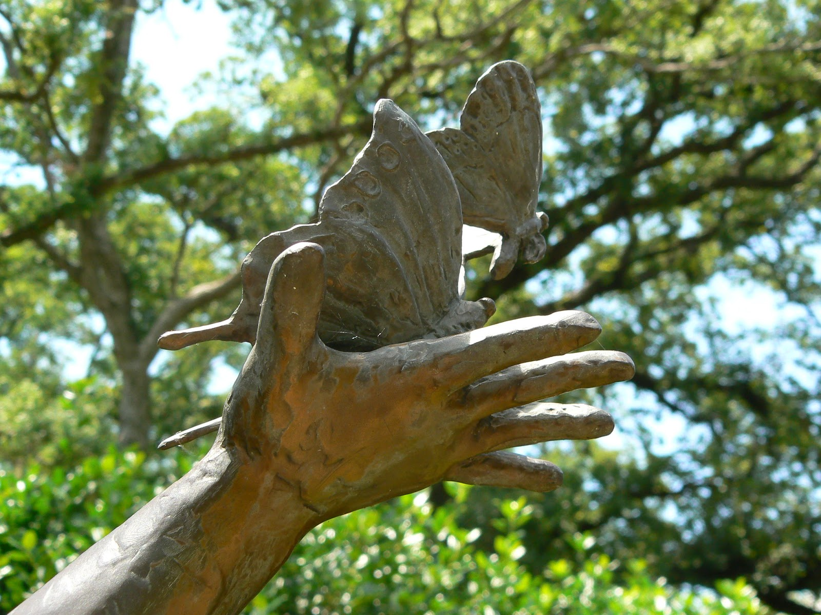  A statue in the Grapevine Botanical Gardens