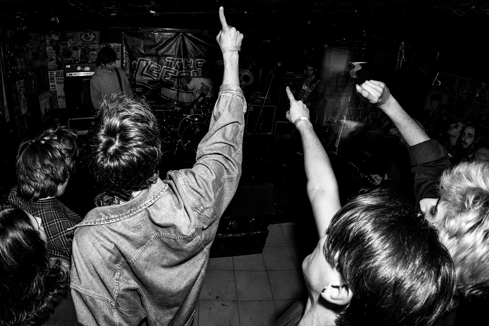 The typical scene at punk rock shows in basements and warehouses during the 90s.