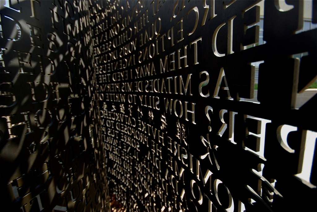 Sculpture in front of the University of Houston library.