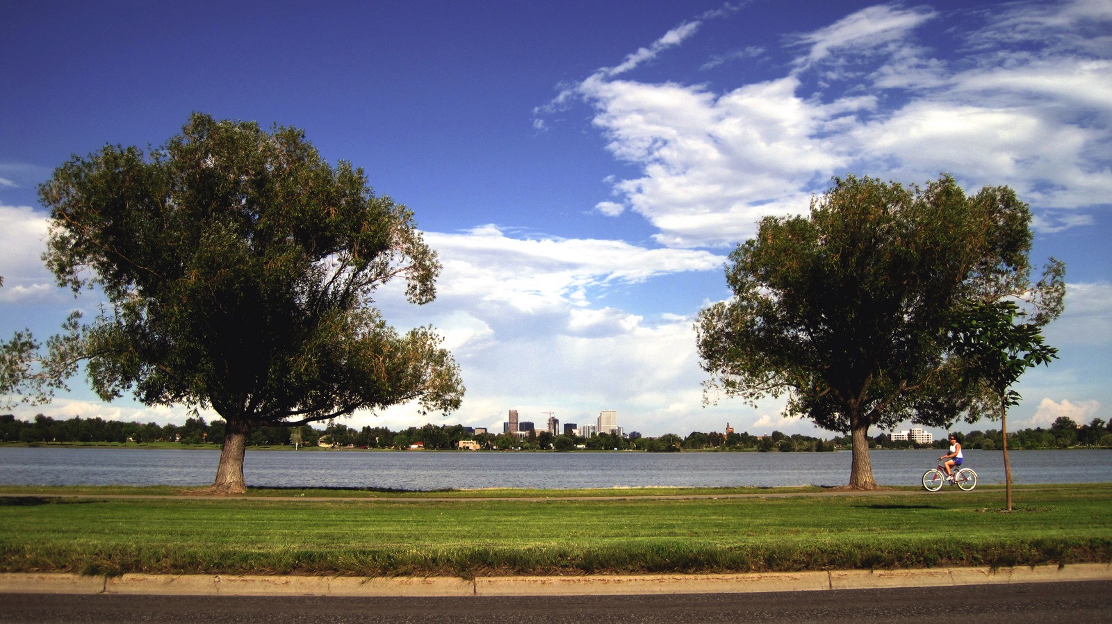 The downtown Denver skyline from Sloan’s Lake
