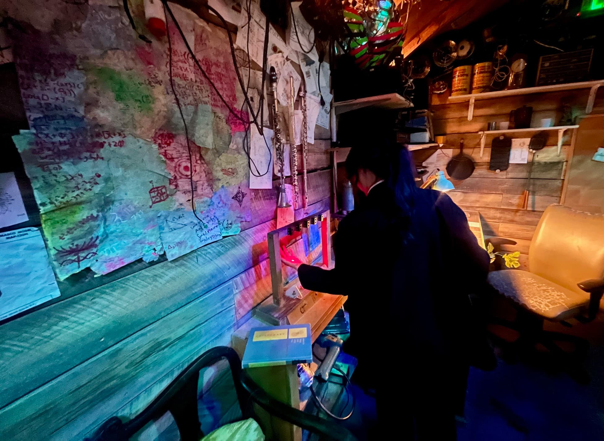 photo of investigator in nicolae’s workshop by laser harp 