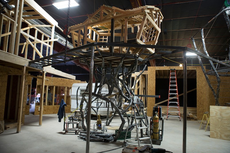 Baba Yaga’s Treehouse under construction at Meow Wolf’s House of Eternal Return.
