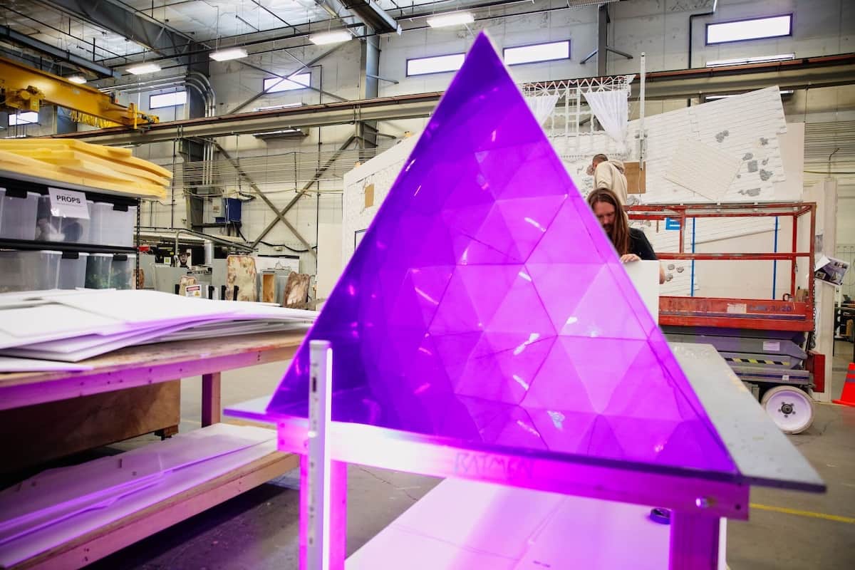purple pyramid shimmering in the light